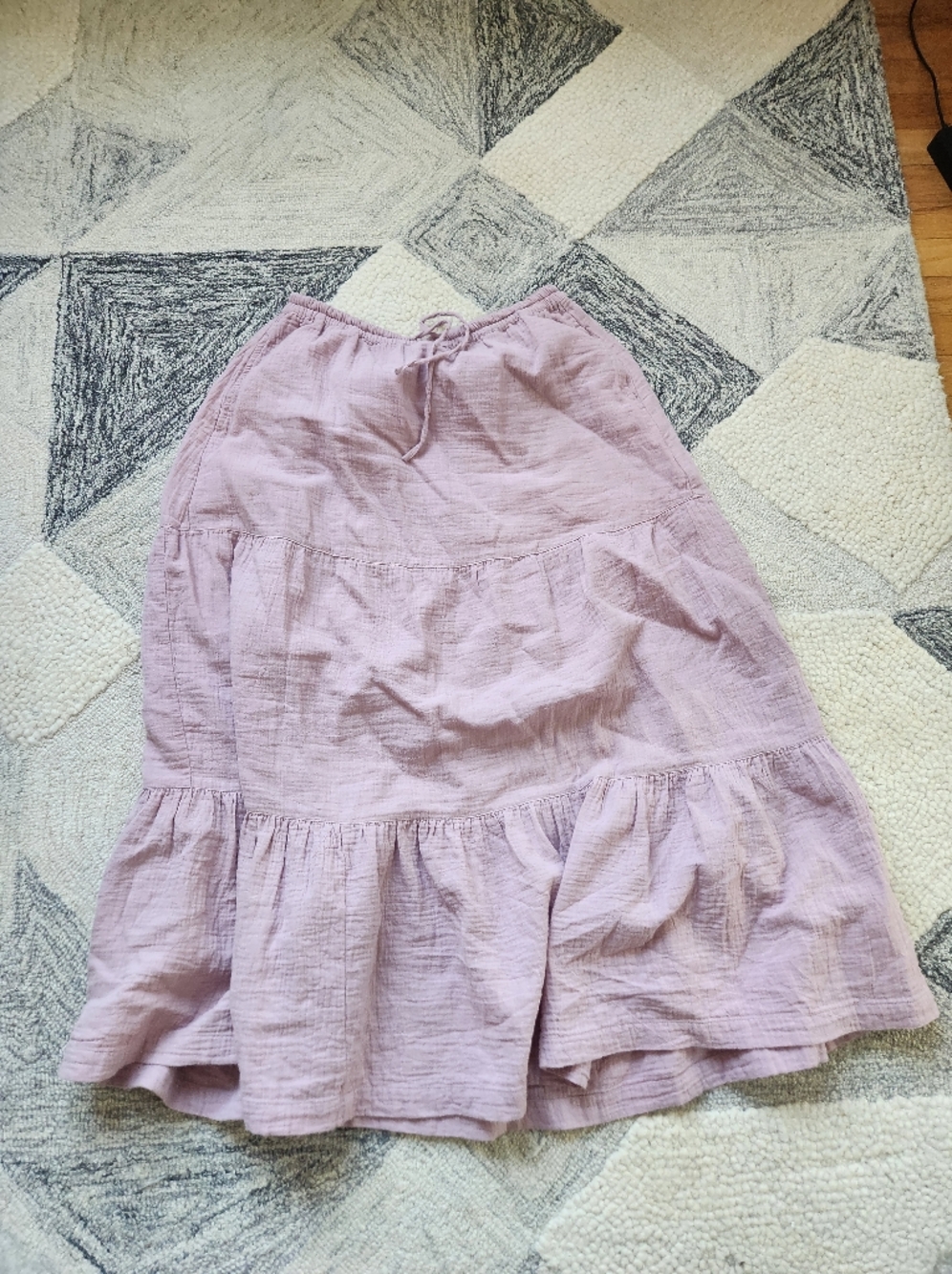 pact cotton gauze tie waist midi skirt purple small pockets